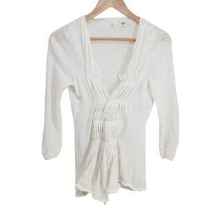 Anthropologie Moth Unwinding Pleated Sweater Cardigan‎ Women Size S Off White